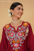 Aditi in Kashmiri Aari Work Cotton Short Kurta – Maroon